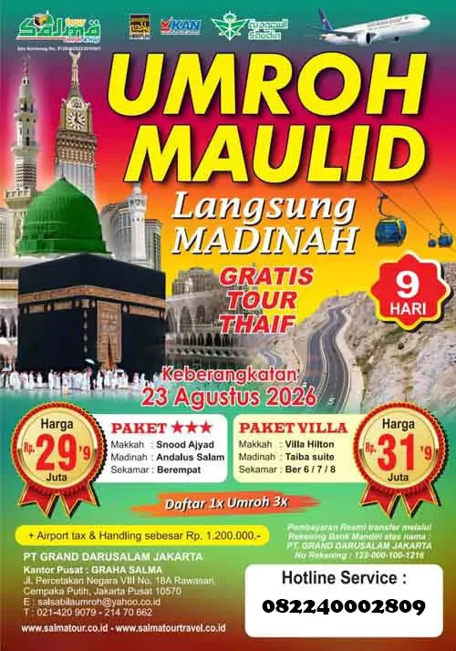 Harga Umroh Maulid Nabi 2026 Direct Madinah Jarak Hotel Dekat Masjid